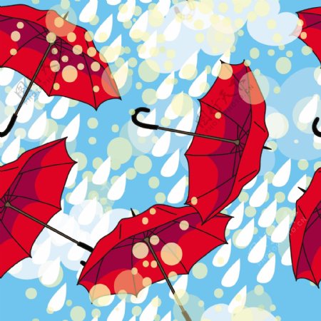 矢量素材手绘炫丽雨伞