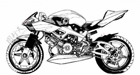 黑色和白色的摩托车矢量素材