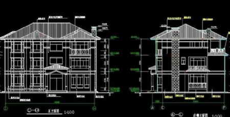 带露台全套三层中欧式别墅框架结构建筑施工图附结构图nbsp18x17