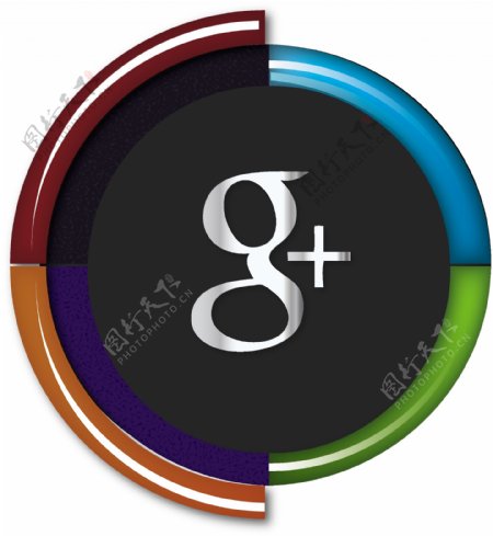 四色谷歌加社会图标矢量