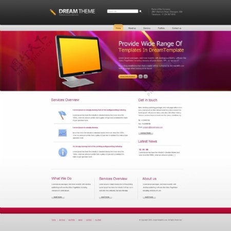 紫色电脑网页psd模板