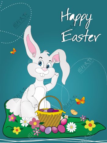 篮子里的兔子和复活节彩蛋