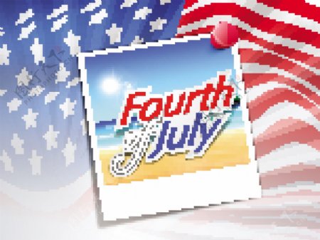 美国国旗挥舞注第四七月