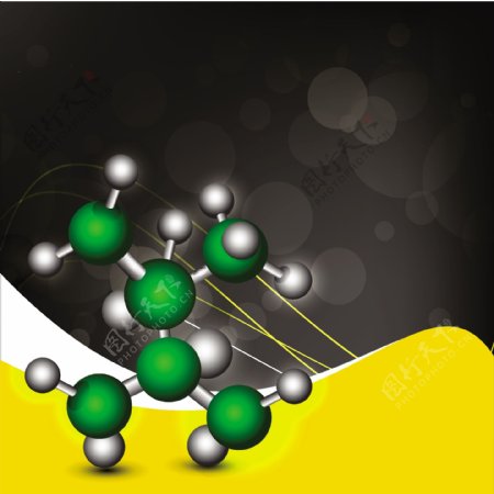 在黄色和白色波背景银绿分子医学的概念