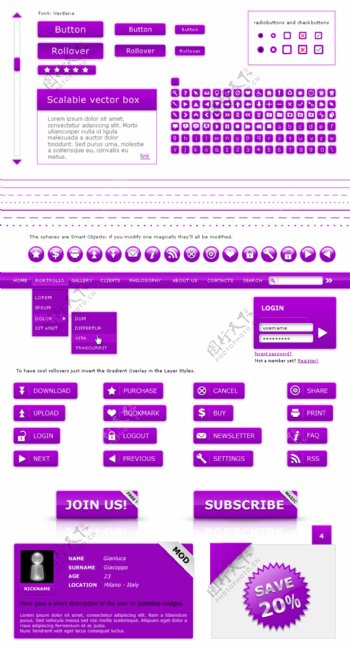 紫色网页素材图片