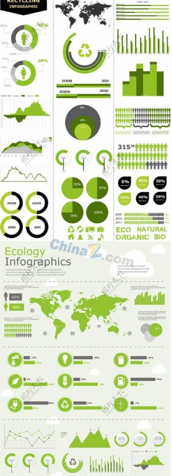 绿色信息图表矢量素材