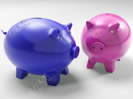 两只猪显示金融投资和安全