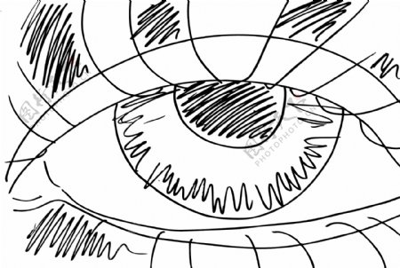 概述了抽象的眼睛矢量插画草图