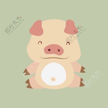 印花矢量图T恤图案可爱卡通动物猪免费素材