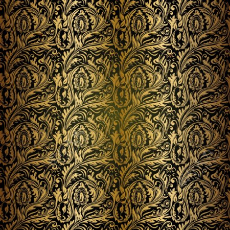 欧式金色花纹无缝古典花纹图片