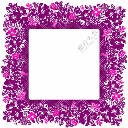 紫色花卉边框详细ps分层文件