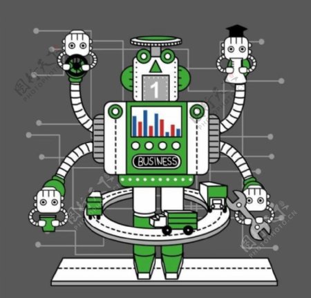 绿白相间的卡通机器人
