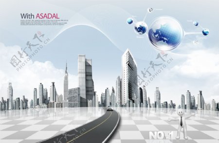 韩版高清公路通往城市海报PSD分层下载