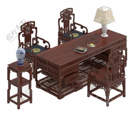中式书桌模型