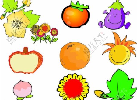 矢量卡通水果蔬菜植物图片