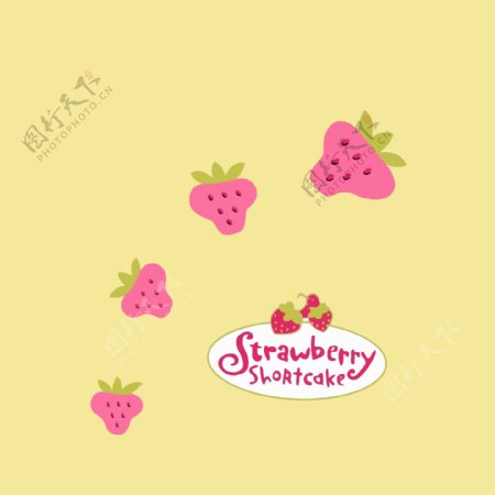 印花矢量图卡通水果草莓文字免费素材