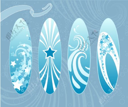 滑板星星海浪流线水泡气泡图案eps