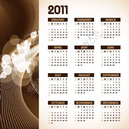 2011年矢量日历模板矢量素材