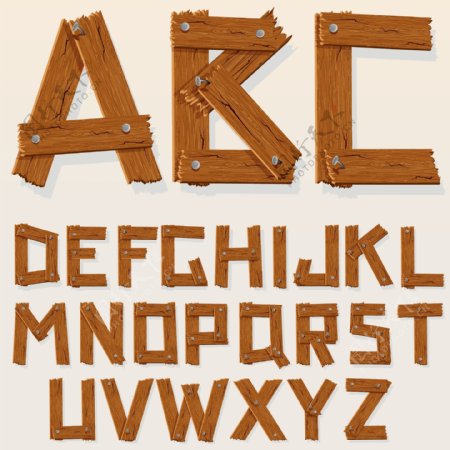 创意木制英文字母矢量素材