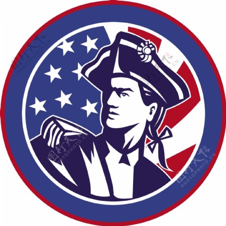 美国革命战士星条旗标志