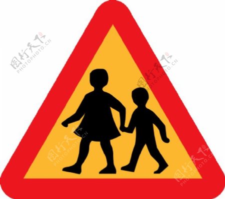 孩子和家长的交叉道路标志剪贴画