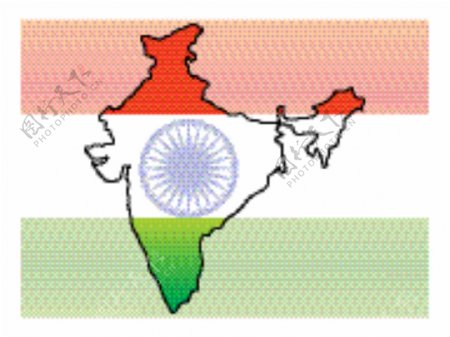 印度国旗和地图显示的自由