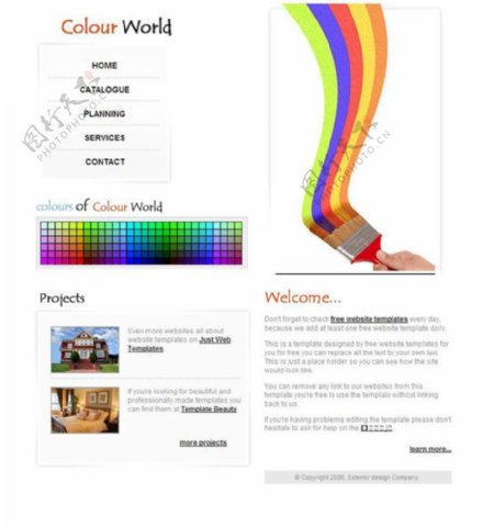 彩色线条CSS网页模板