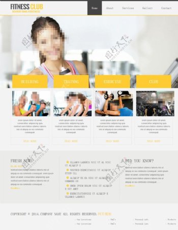 橙色主题健身网站模板图片