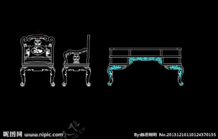 中式古典家具办公桌椅图片