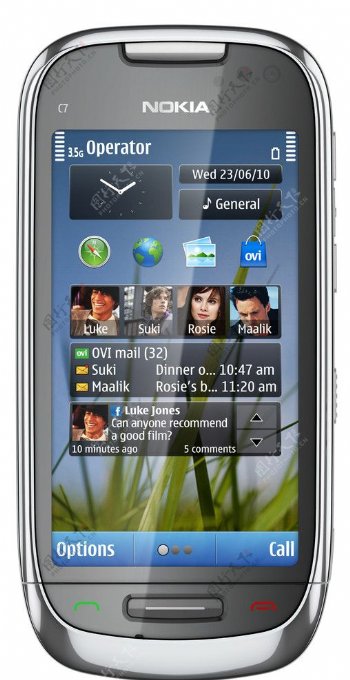 诺基亚C7手机正银色图片