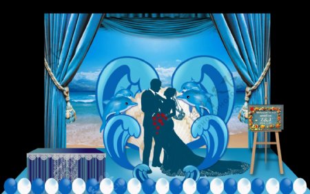 海洋婚礼迎宾台效果图图片
