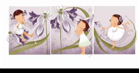女孩紫色百合花图片