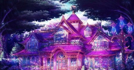 紫色房子图片