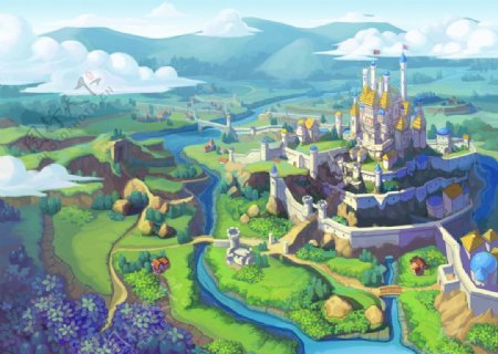 城堡卡通城市图片
