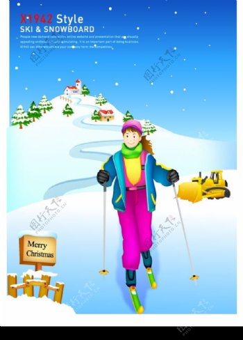 滑雪的小男孩图片