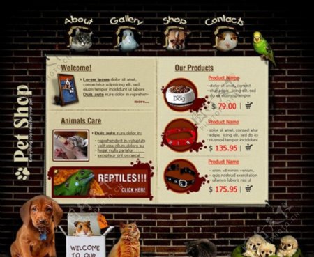 欧美宠物用品网店模板图片