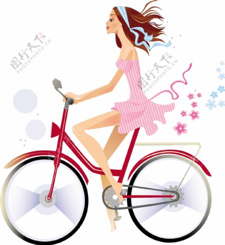 骑自行车少女图片
