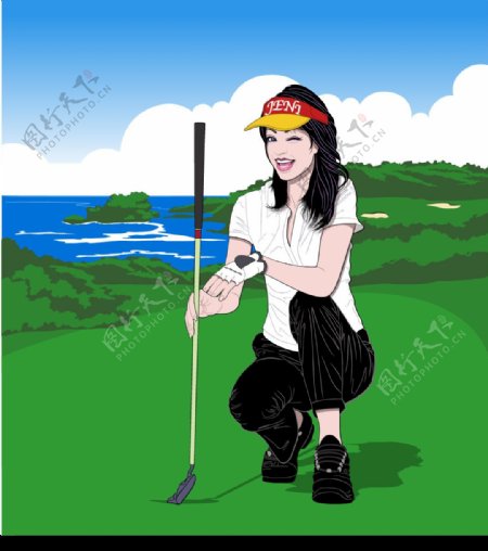 高尔夫球美女图片