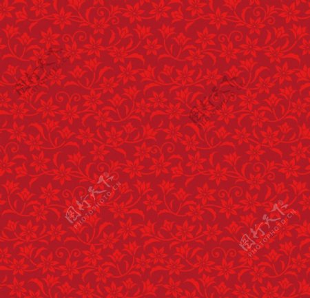 矢量花纹红色墙纸图片