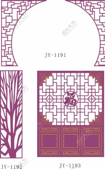 中式雕花背景墙图片