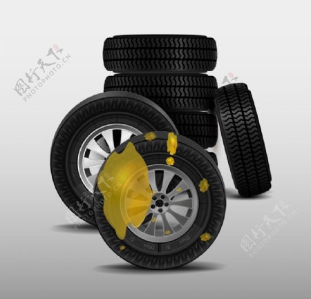 新旧轮胎备胎Ai矢量图素材图片