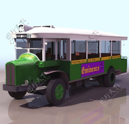 3D模型图库交通工具巴士复古车图片