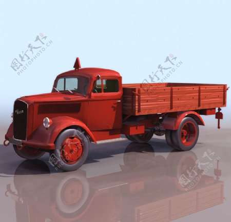 3D模型图库交通工具复古车卡车货车图片