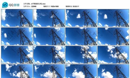 蓝天白云高压输电高清实拍视频素材