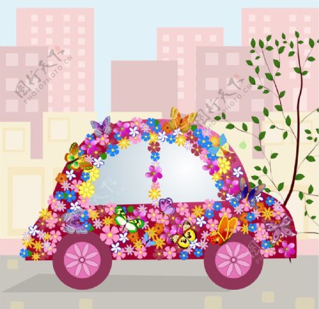 花卉汽车图片