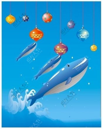 群鱼戏珠海豚鱼灯笼珠子图片