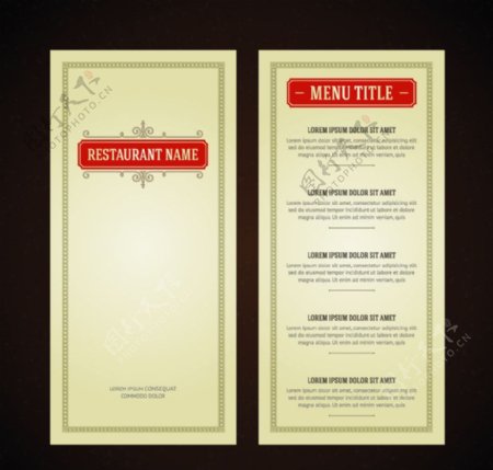 西餐厅菜单图片