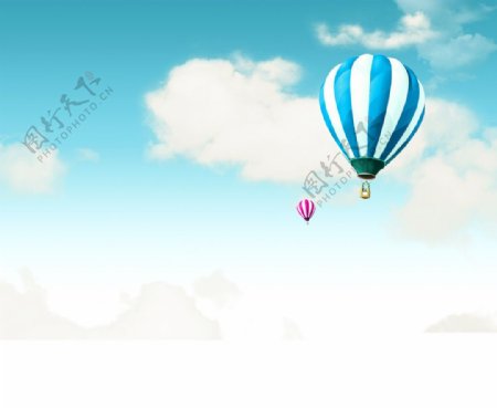 天空气球白云图片