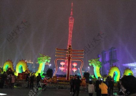 广州塔小蛮腰花城广场夜景图片