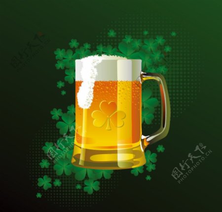 绿色花朵啤酒图片